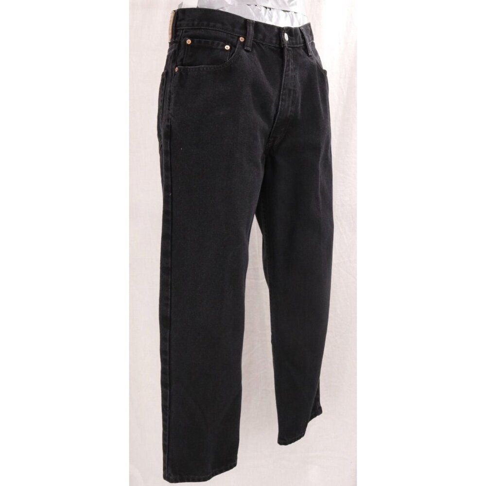 Levis 550 Jean Men 38 x 30 Grunge Black Relaxed Fit Straight Leg Goth Denim VTG - Picture 7 of 13